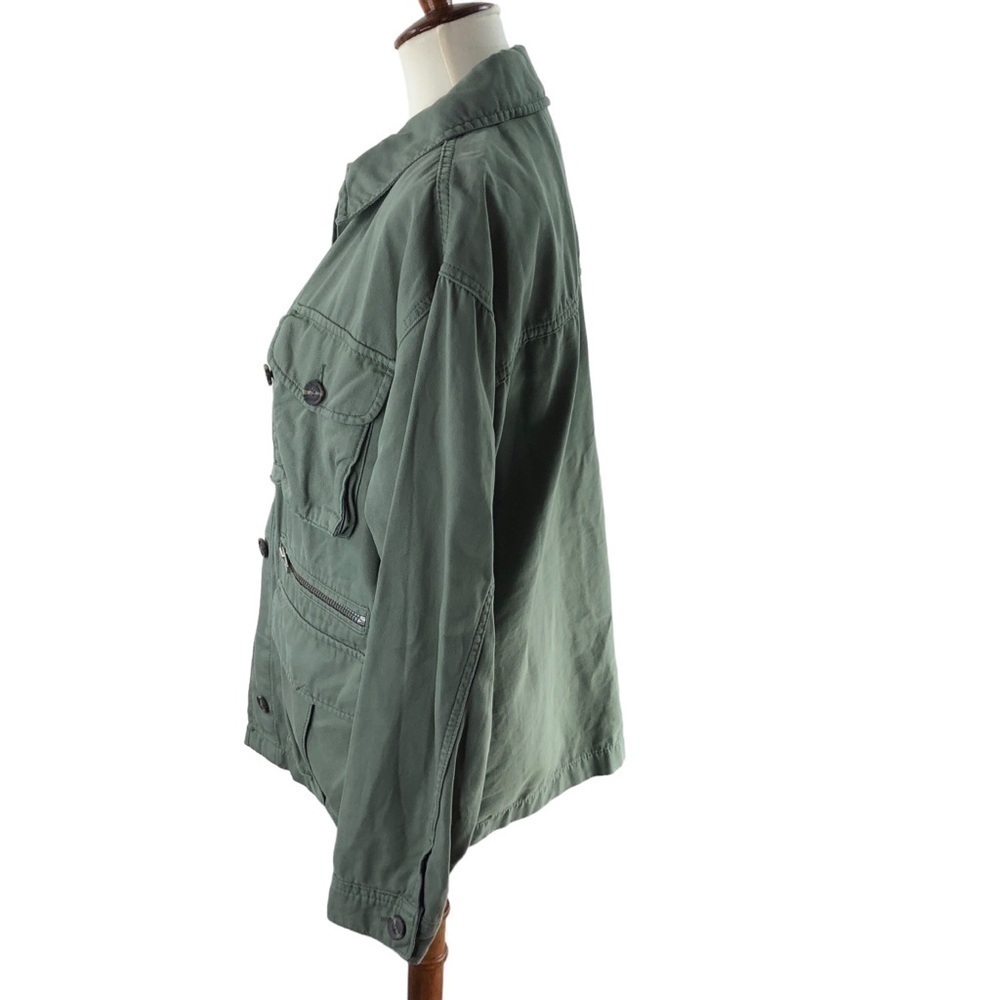 Topshop Oversized Twill Barn Jacket Sz S Army Green Cargo Utility Grunge Casual - Picture 7 of 15